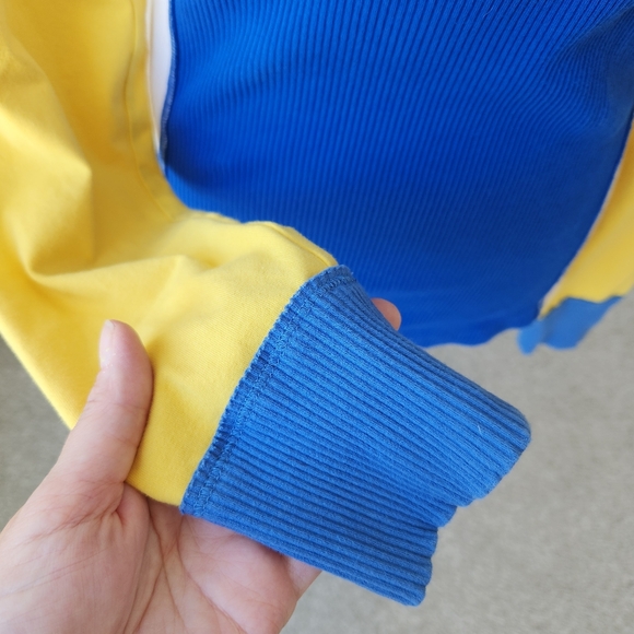 We The Free Fancy That Thermal Top Ribbed Blue Yellow Long Sleeves Medium - Picture 8 of 16